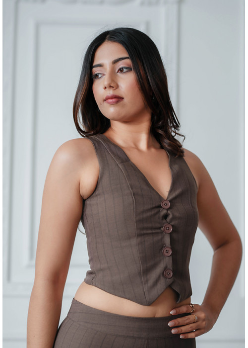 LILY BROWN MIX WAIST COAT